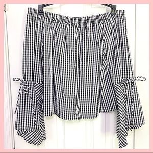 Charlotte Russe off shoulder plaid shirt with ties